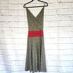 BCBGMAXAZRIA Cross Front Midi Dress Green Womens Small